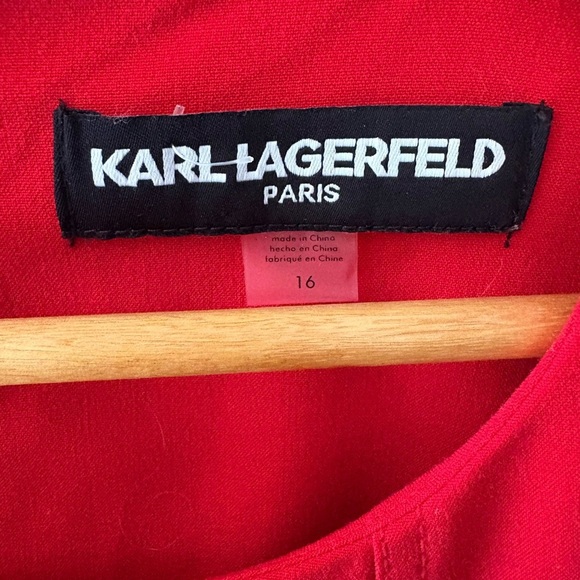 Karl Lagerfeld red plus size 16 wide strap dress silver grommet hem - Picture 2 of 10